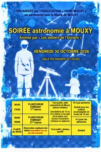 Soirée astronomie le vendredi 30 octobre 2026 à la salle polyvalente de l'école